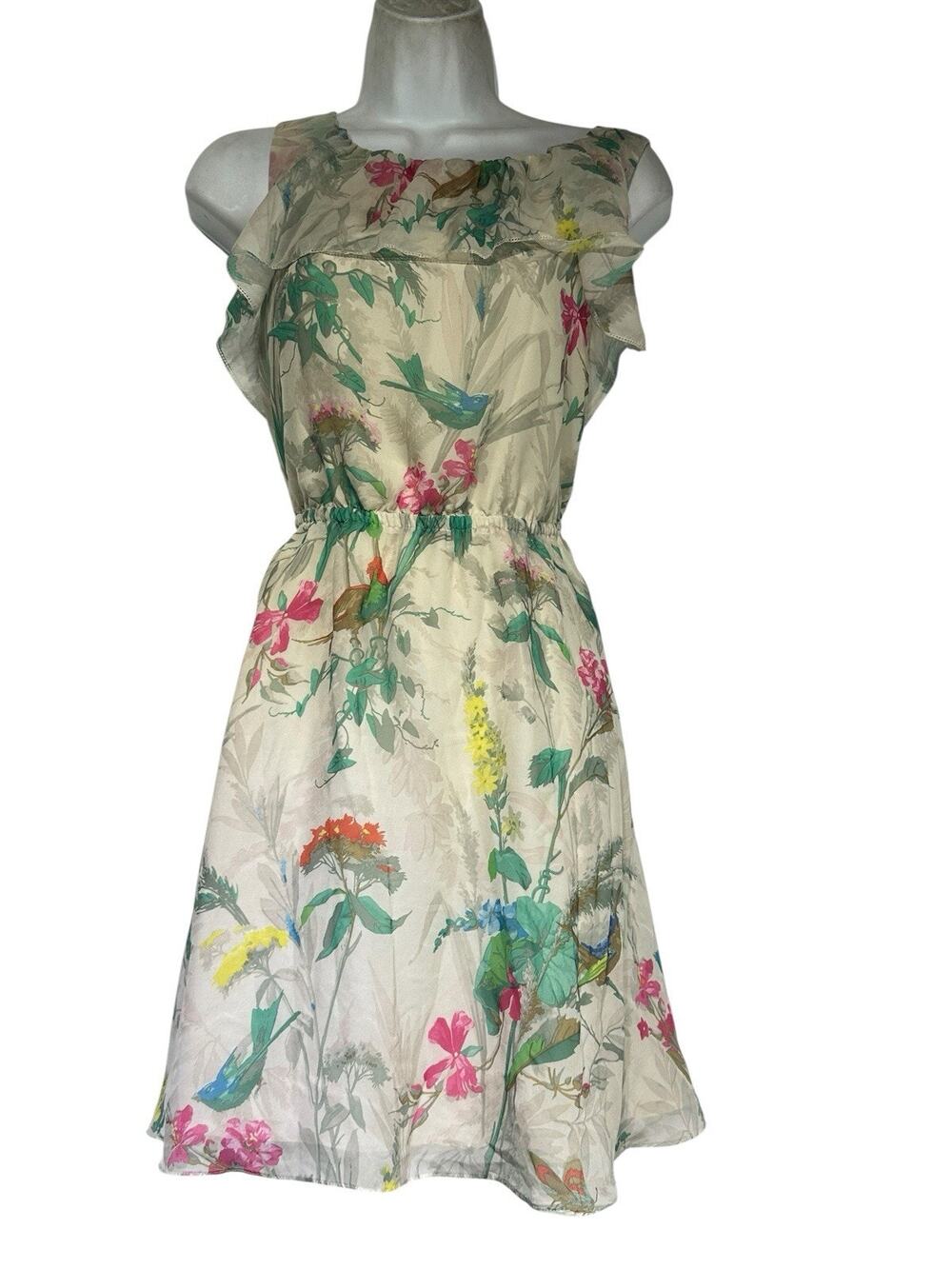 Ted Baker Timoxa Sleeveless Floral Butterfly Birds Dress Size 1